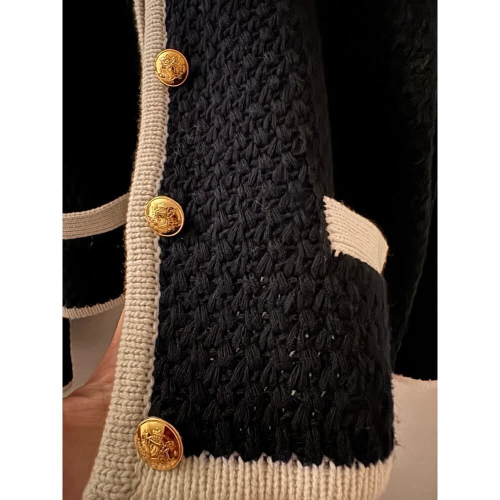 NILI LOTAN Perah wool jacket Dark Navy/Ivory size Large - Picture 11 of 13